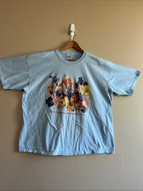 Vintage 90’s Y2K Light Blue Floral Graphic Tee “Plant Kindness & Gather Love 2XL